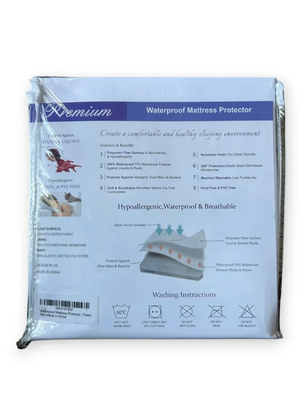 Elelen Mattress Protector For Twin Size Bed Waterproof Noiseless Hypoallergenic